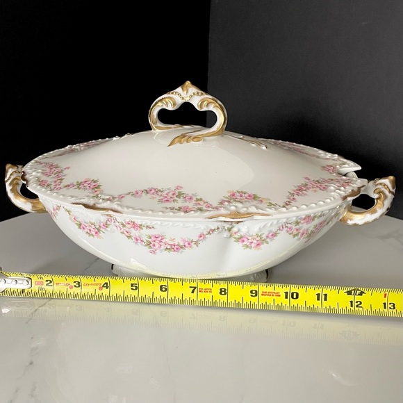 Pink Roses Floral & Gold Tureen - Elite Limoges - Picture 13 of 15